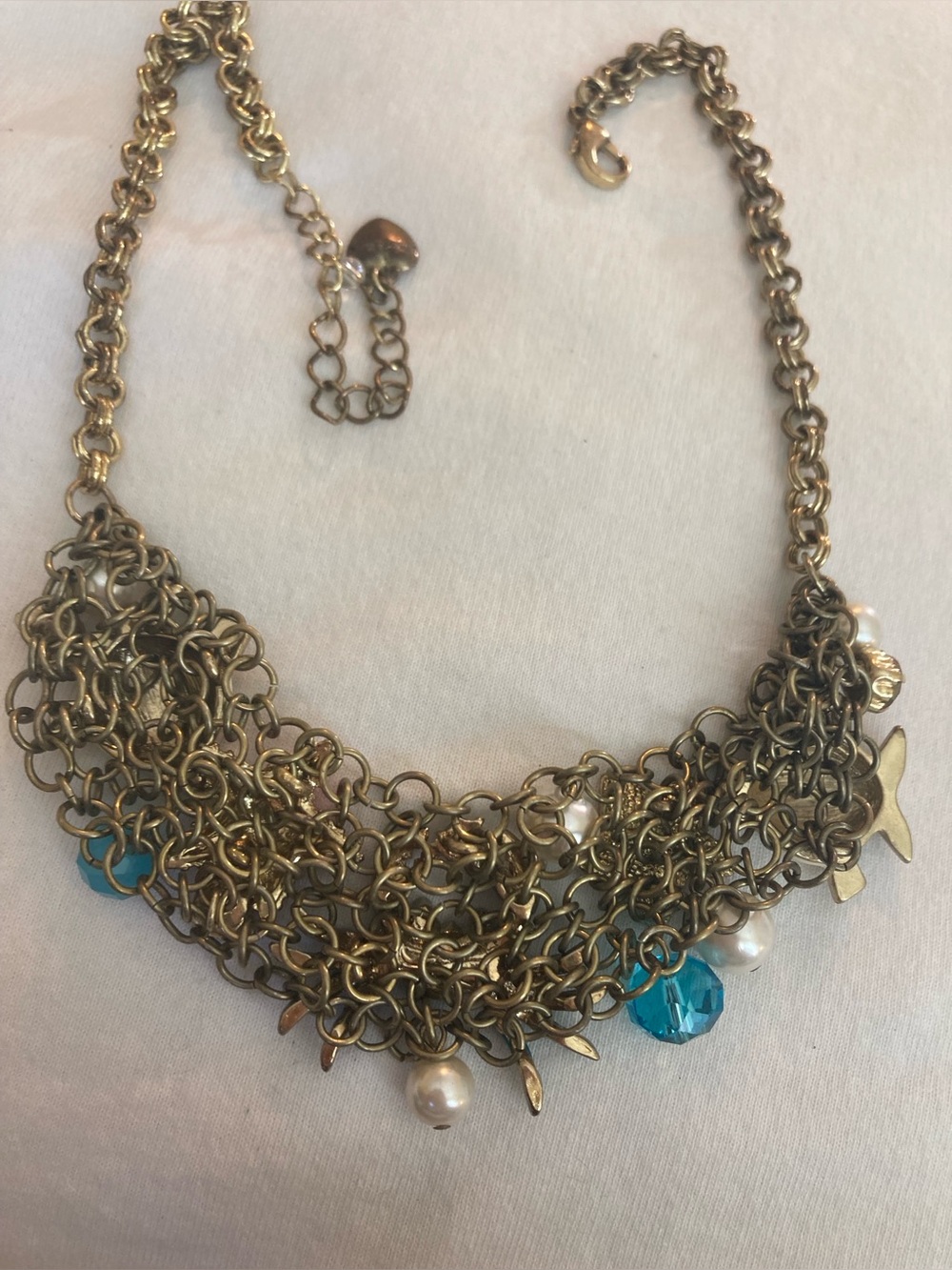 Betsey Johnson Signed Vintage Ocean Beach Necklace Fish Crab Starfish Vacation - Picture 7 of 7